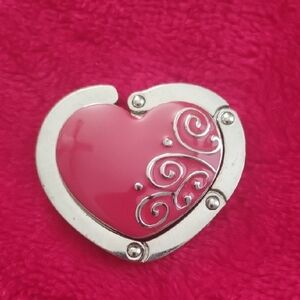 Elegant Heart Purse Hanger in Red and Silver